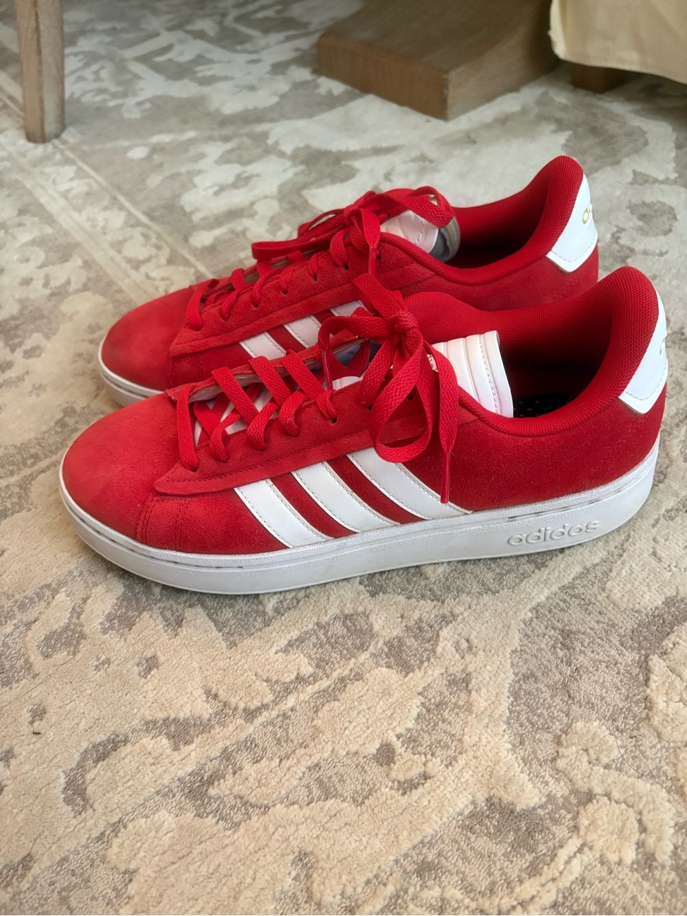 adidas Red Suede Women's Sneakers with White Stripes